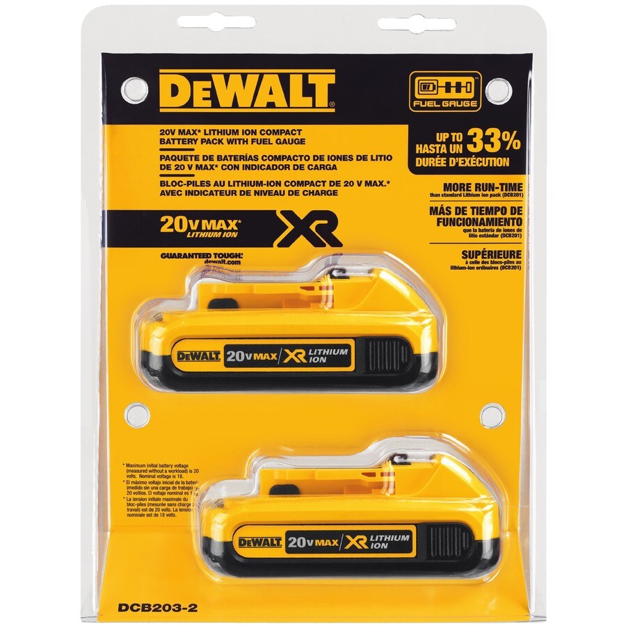 DEWALT XR 20-Volt Max 2-Pack 2 Amp-Hour Lithium Power Tool Battery in