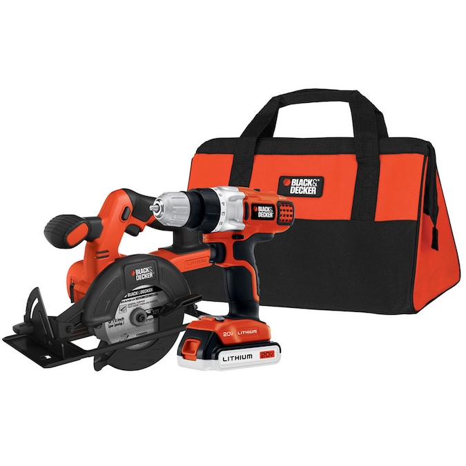 BLACK & DECKER 2-Tool 20-Volt Max Lithium Ion (Li-ion) Brushed Motor Cordless Combo Kit with ...