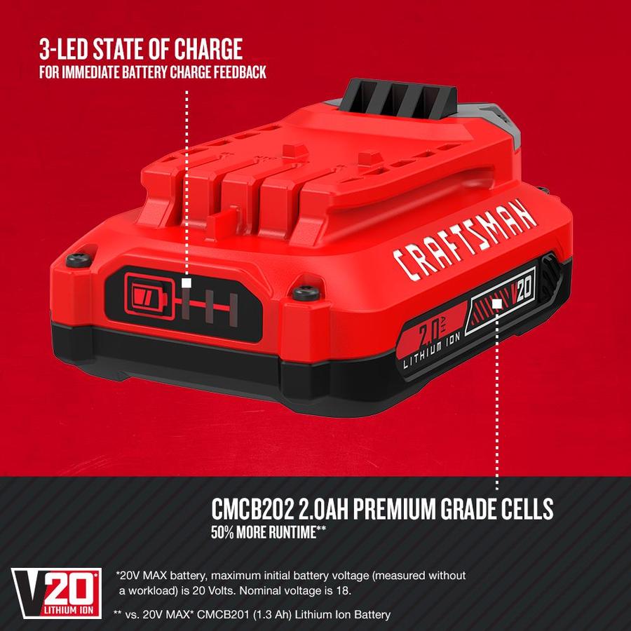CRAFTSMAN V20 20Volt Max 2 AmpHour Lithium Power Tool Battery in the