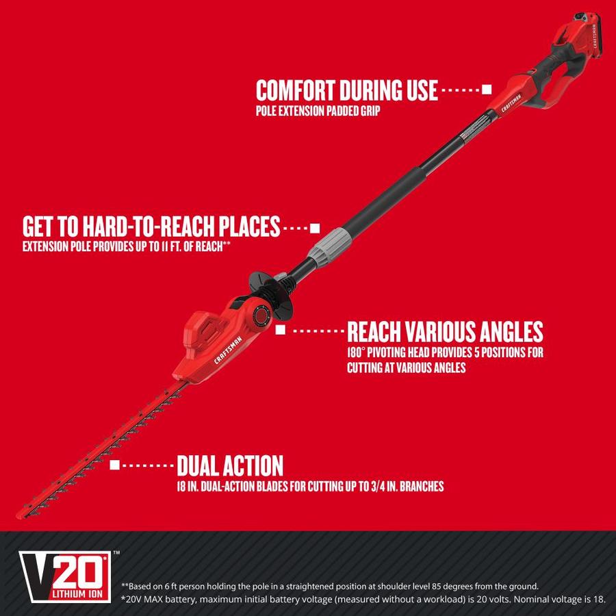 Craftsman 20-volt Max 18-in Dual Cordless Electric Hedge Trimmer 