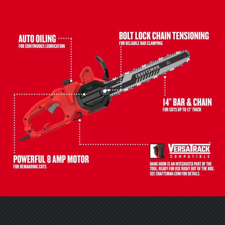 CRAFTSMAN 8-Amp 14-in Corded Electric Chainsaw in the Corded Electric