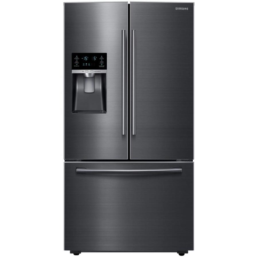 Shop Samsung 28.07-cu ft French Door Refrigerator with Dual Ice Maker Lowes Samsung Black Stainless Steel Refrigerator