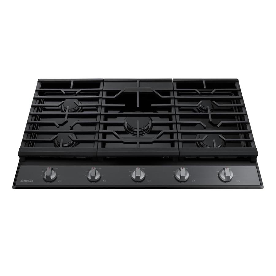 Samsung 36in 5 Burners Black Stainless Steel Gas Cooktop in the Gas