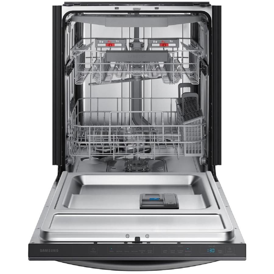 samsung black stainless steel dishwasher with stormwash