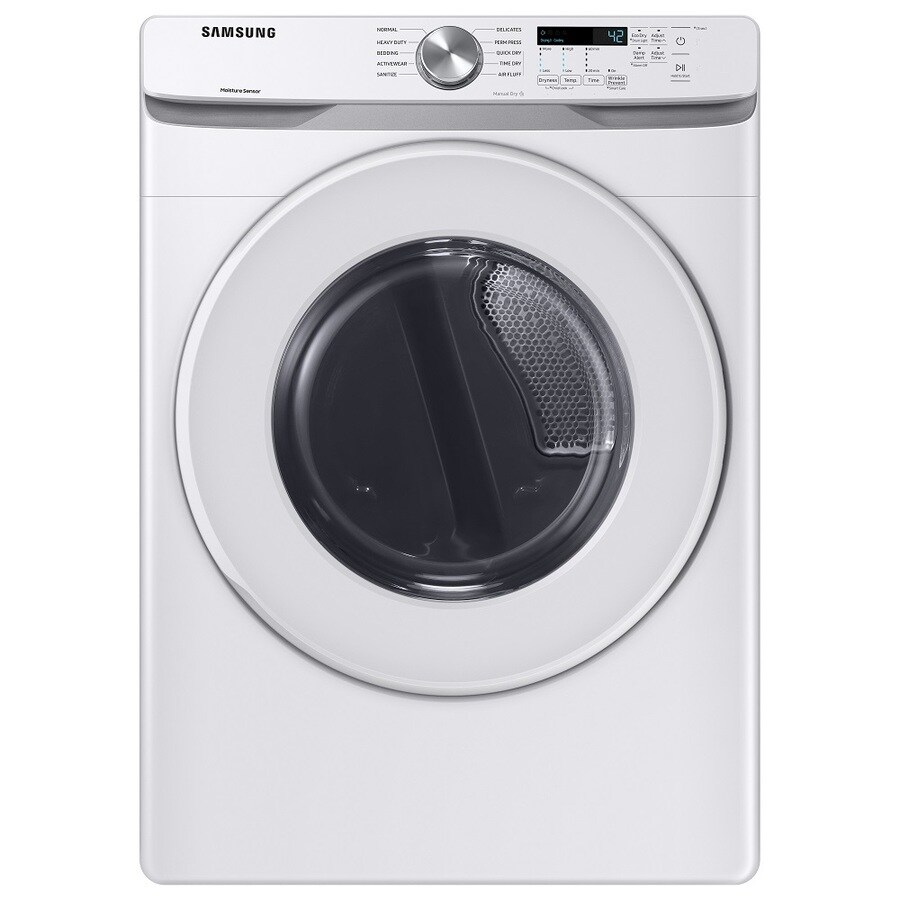 Samsung 7.5cu ft Reversible Side Swing Door Stackable Gas Dryer (White