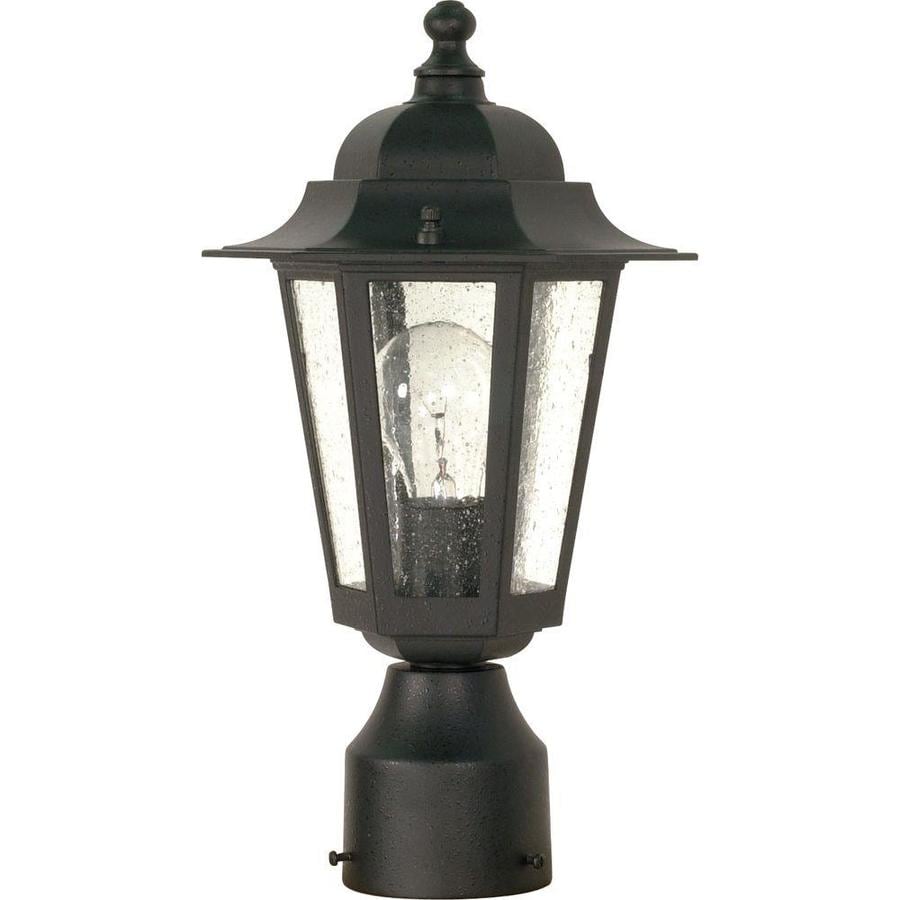 60-Watt 14.25-in Textured Black Transitional Light Post Lantern in the