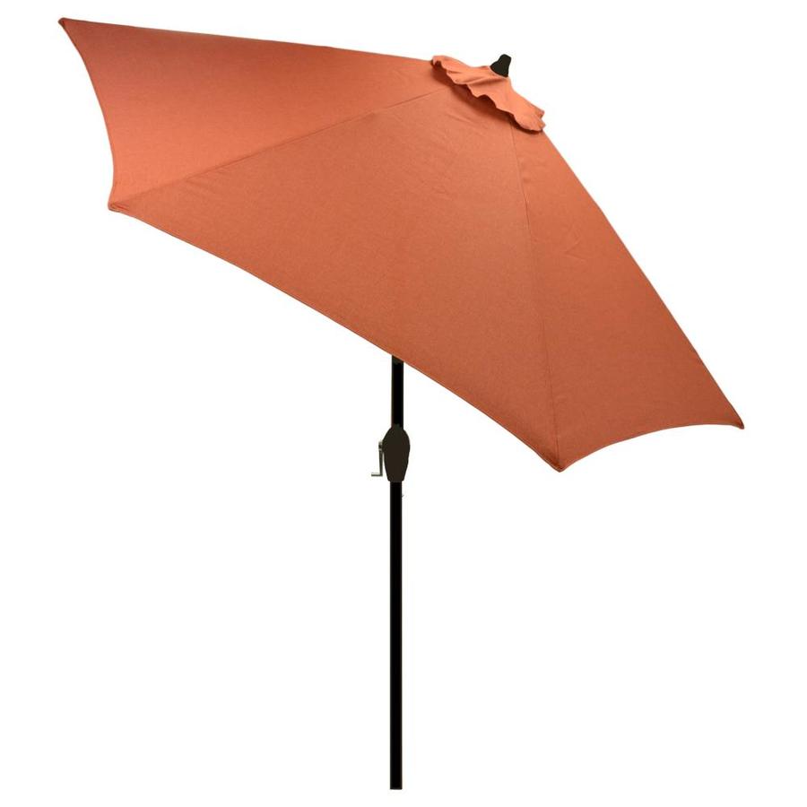 Plantation Patterns 9 Ft Round Orange With Black Steel Frame Push Button Tilt Market Patio Umbrella In The Patio Umbrellas Department At Lowes Com