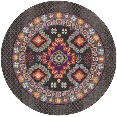 Safavieh Monaco Reyes 7 x Brown/Multi Round Indoor Floral/Botanical Area Rug Safavieh Monaco Reyes 7 x Brown/Multi Round Indoor Floral/Botanical Area Rug