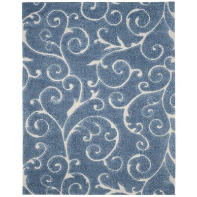Safavieh Florida Scroll Shag 9 x 12 Light Blue/Cream Indoor Floral/Botanical Area Rug Safavieh Florida Scroll Shag 9 x 12 Light Blue/Cream Indoor Floral/Botanical Area Rug