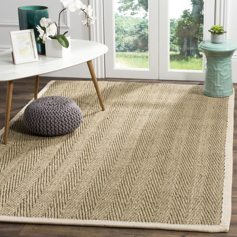 Safavieh Natural Fiber Montauk 8 x 10 Natural/Ivory Indoor Stripe Coastal Area Rug in the Rugs