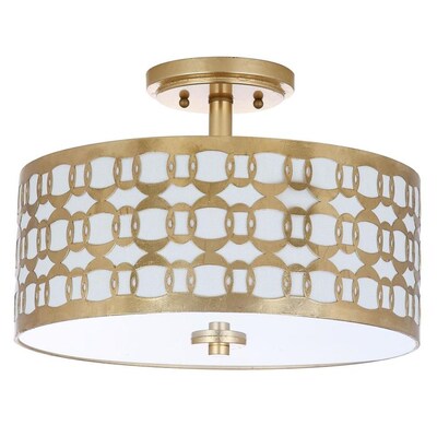 Safavieh Cedar 15-in Gold Modern/Contemporary Incandescent Semi-flush Mount Light Safavieh Cedar 15-in Gold Modern/Contemporary Incandescent Semi-flush Mount Light