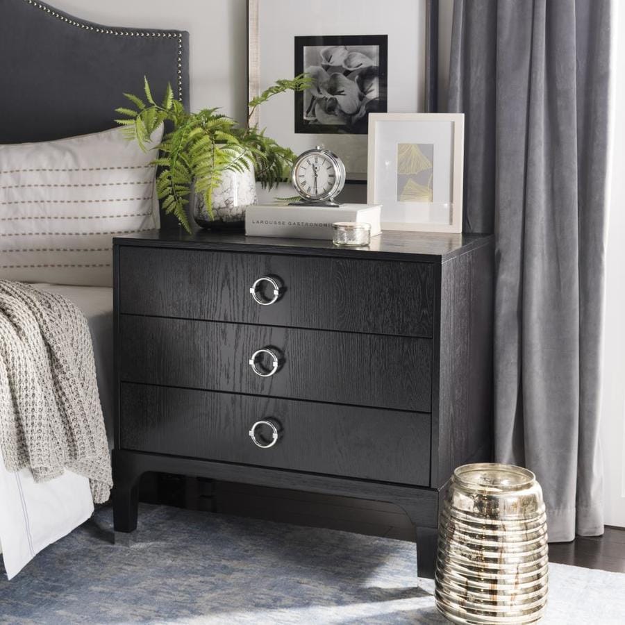 Safavieh Lorna Black Nightstand in the Nightstands department at