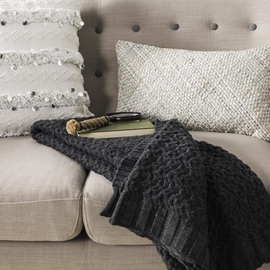 Safavieh Textures and Weaves Dark Gray Cotton Throw in the Blankets