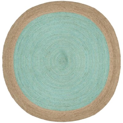 Safavieh Natural Fiber Cira 8 x Aqua/Natural Round Indoor Border Coastal Area Rug Safavieh Natural Fiber Cira 8 x Aqua/Natural Round Indoor Border Coastal Area Rug