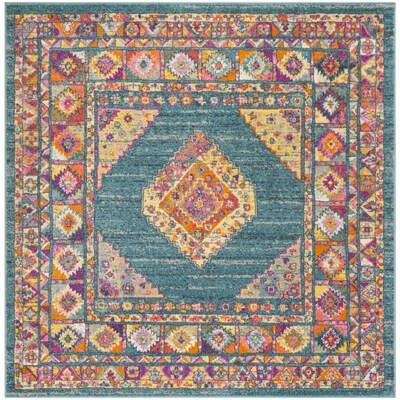 Safavieh Madison Duncan 7 x Light Blue/Orange Square Indoor Distressed/Overdyed Bohemian/Eclectic Area Rug Safavieh Madison Duncan 7 x Light Blue/Orange Square Indoor Distressed/Overdyed Bohemian/Eclectic Area Rug