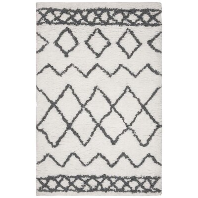 Safavieh Equinox Monika Shag 3 x 5 Cream/Gray Indoor Geometric Moroccan Handcrafted Throw Rug Safavieh Equinox Monika Shag 3 x 5 Cream/Gray Indoor Geometric Moroccan Handcrafted Throw Rug