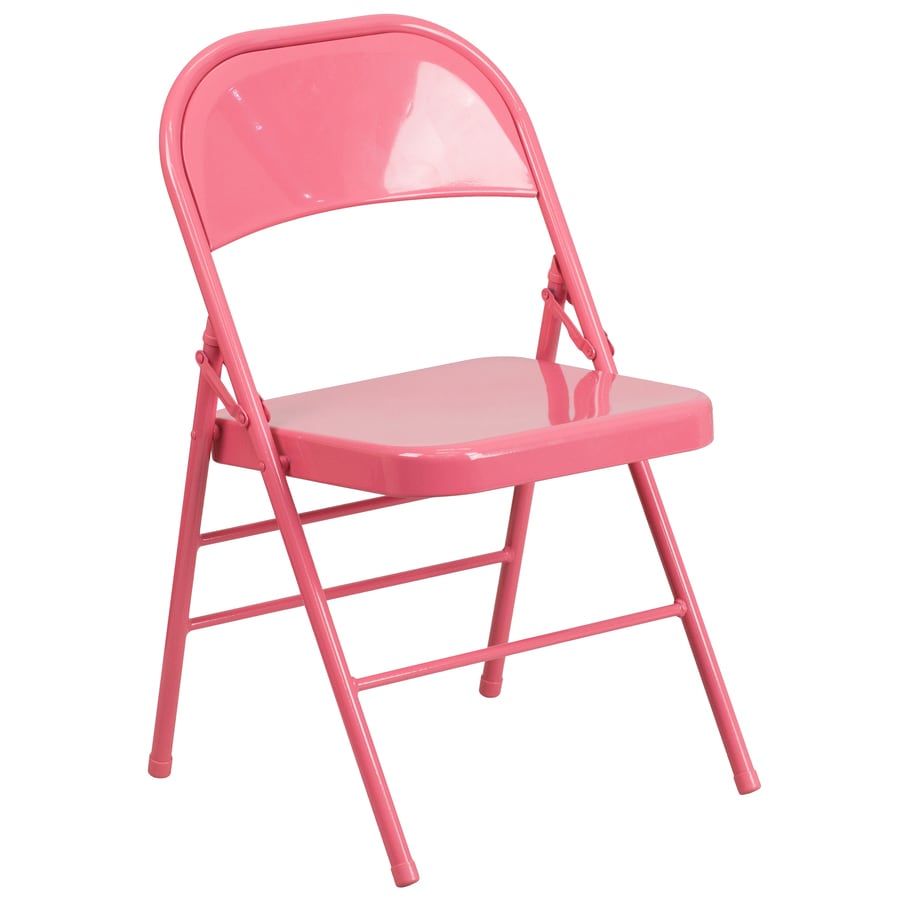 Flash Furniture Outdoor Bubblegum Pink Metal Solid Standard Folding Chair In The Folding Chairs Department At Lowes Com