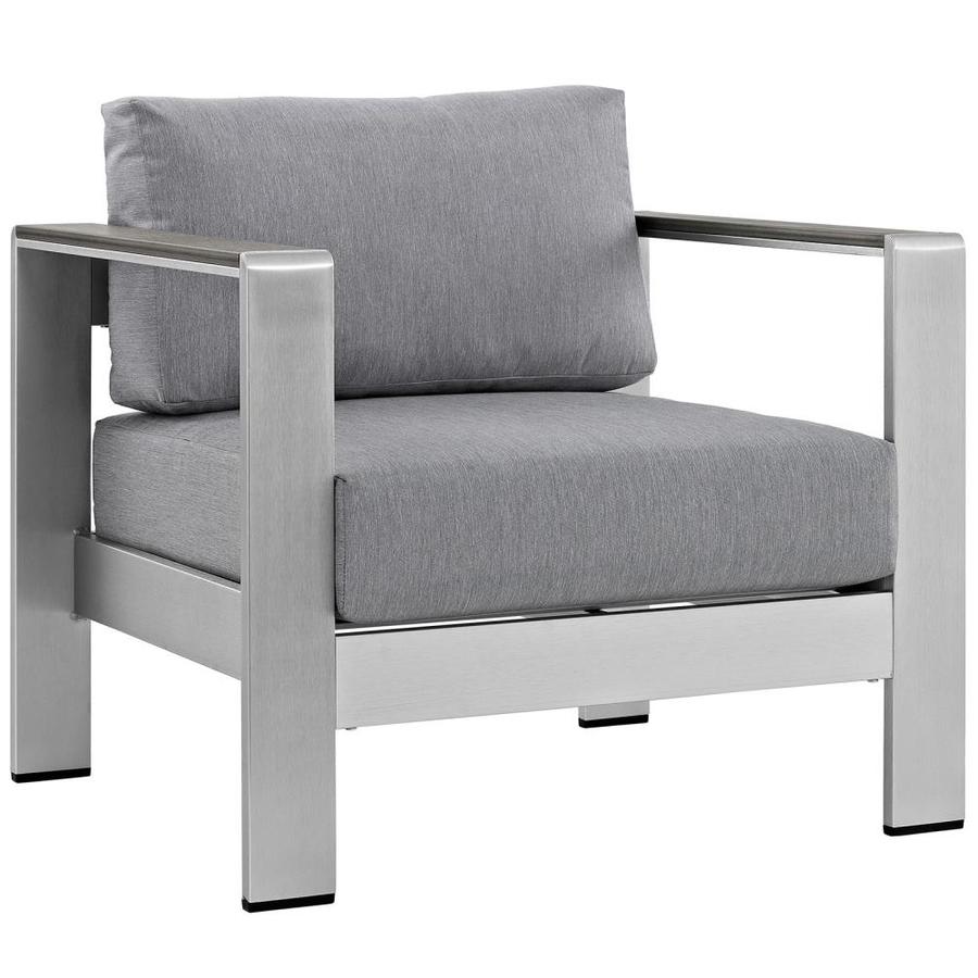 Modway Shore Silver Metal Stationary Conversation Chair S With Solid Gray Cushioned Seat In The Patio Chairs Department At Lowes Com