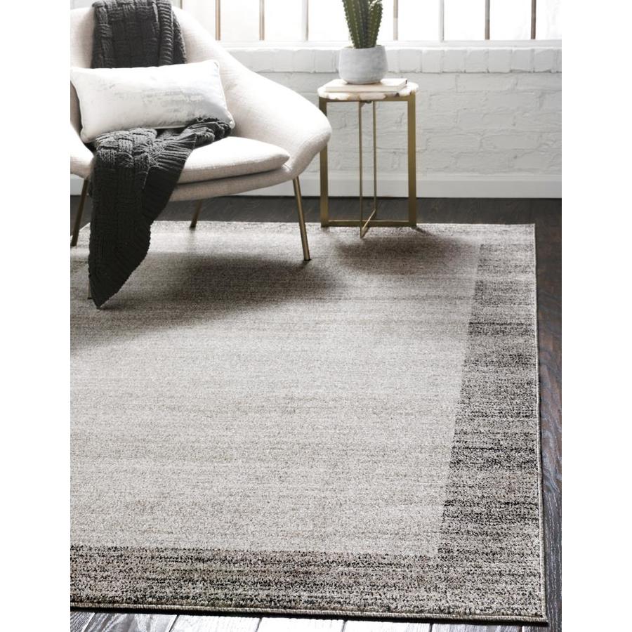 Unique Loom Abigail Del Mar 7 x 10 Light Gray/Beige Indoor Border Industrial Area Rug in the