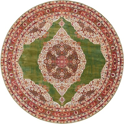 Unique Loom Regla Baracoa 8 x Green/Red Round Indoor Medallion Oriental Area Rug Unique Loom Regla Baracoa 8 x Green/Red Round Indoor Medallion Oriental Area Rug