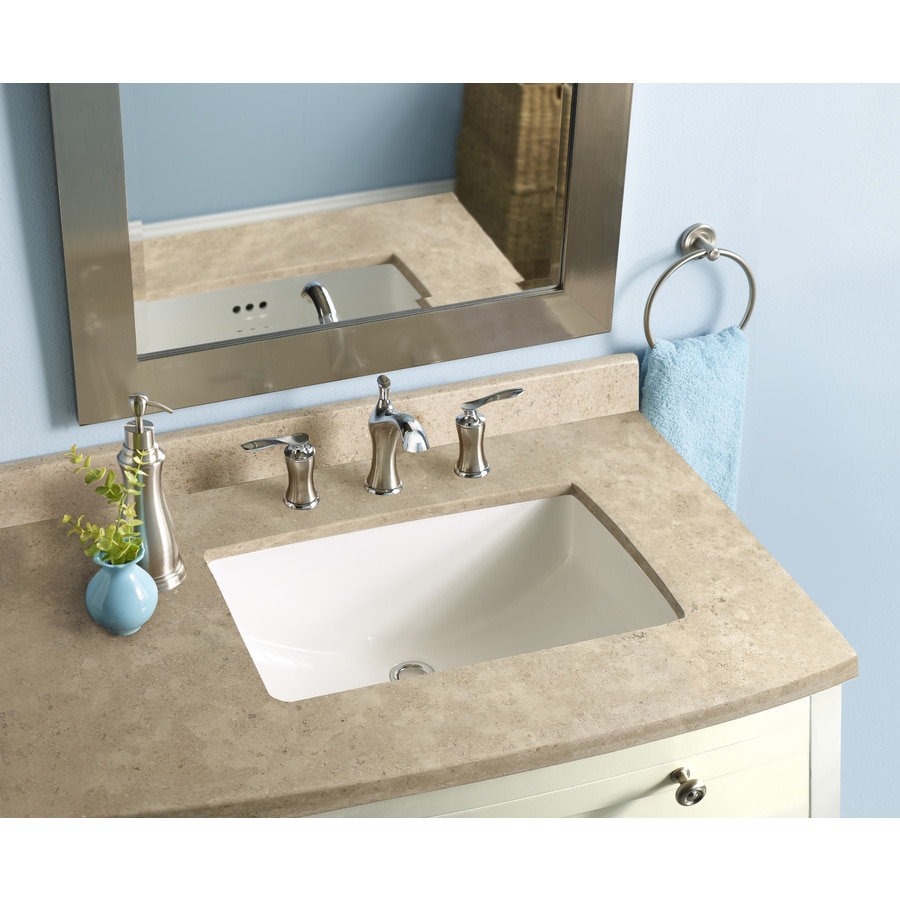 AquaSource White Undermount Rectangular Bathroom Sink With Overflow ...