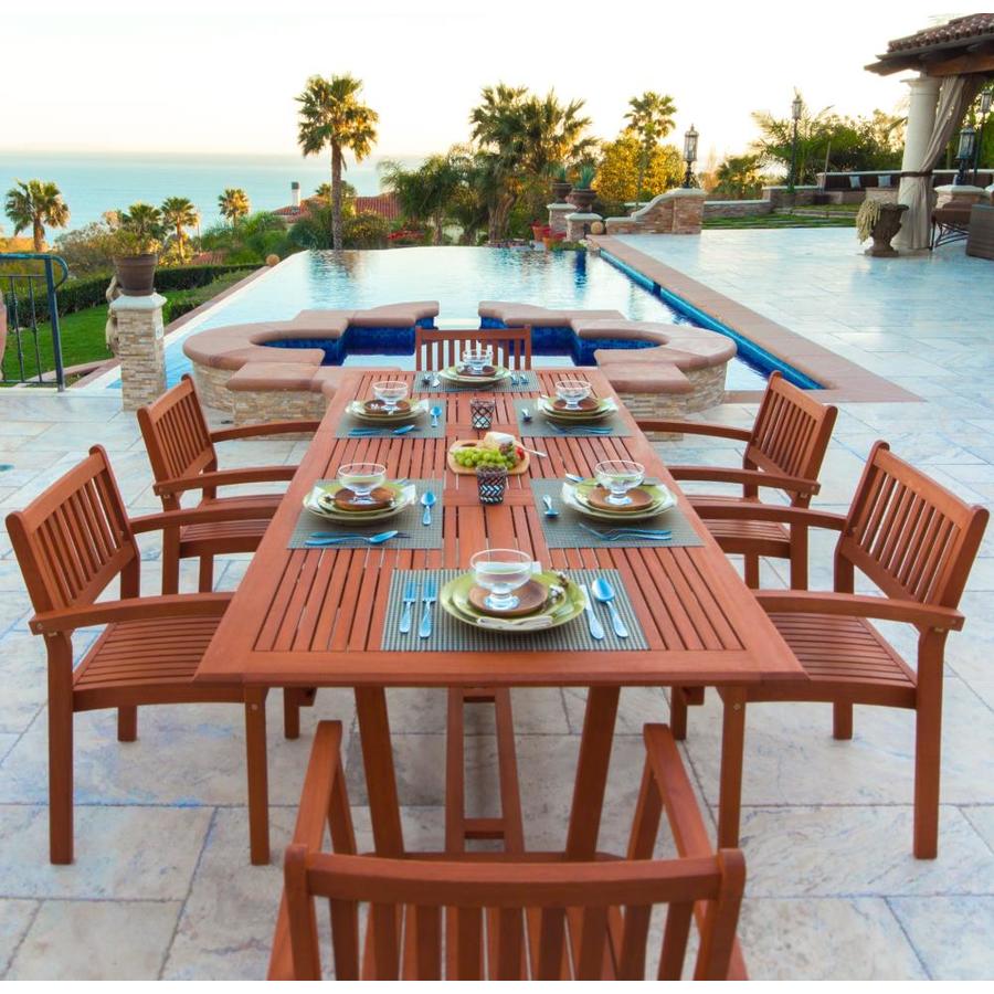 VIFAH VIFAH Malibu 7-Piece Tan Frame Patio Set in the Patio Dining Sets