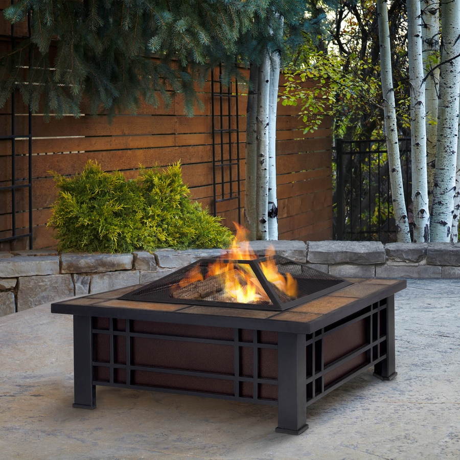 Shop Real Flame 33.6in W Black Stainless Steel WoodBurning Fire Pit