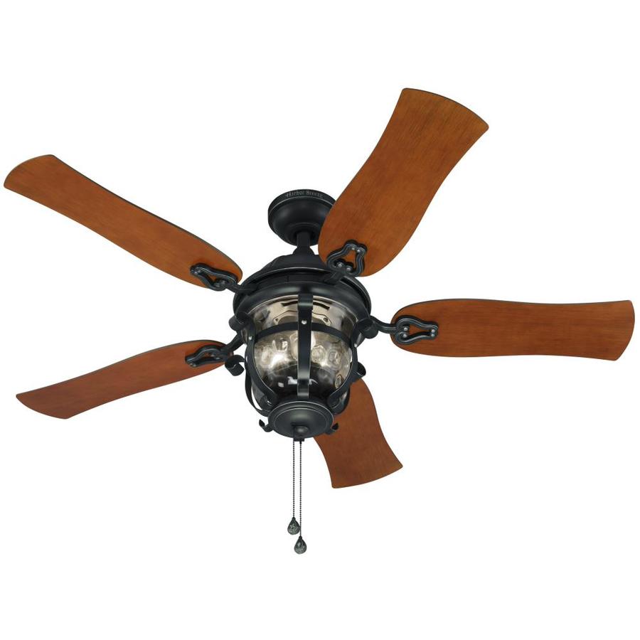 Harbor Breeze Lake Placido 52-in Black Iron Incandescent Indoor/Outdoor Ceiling Fan (5-Blade)