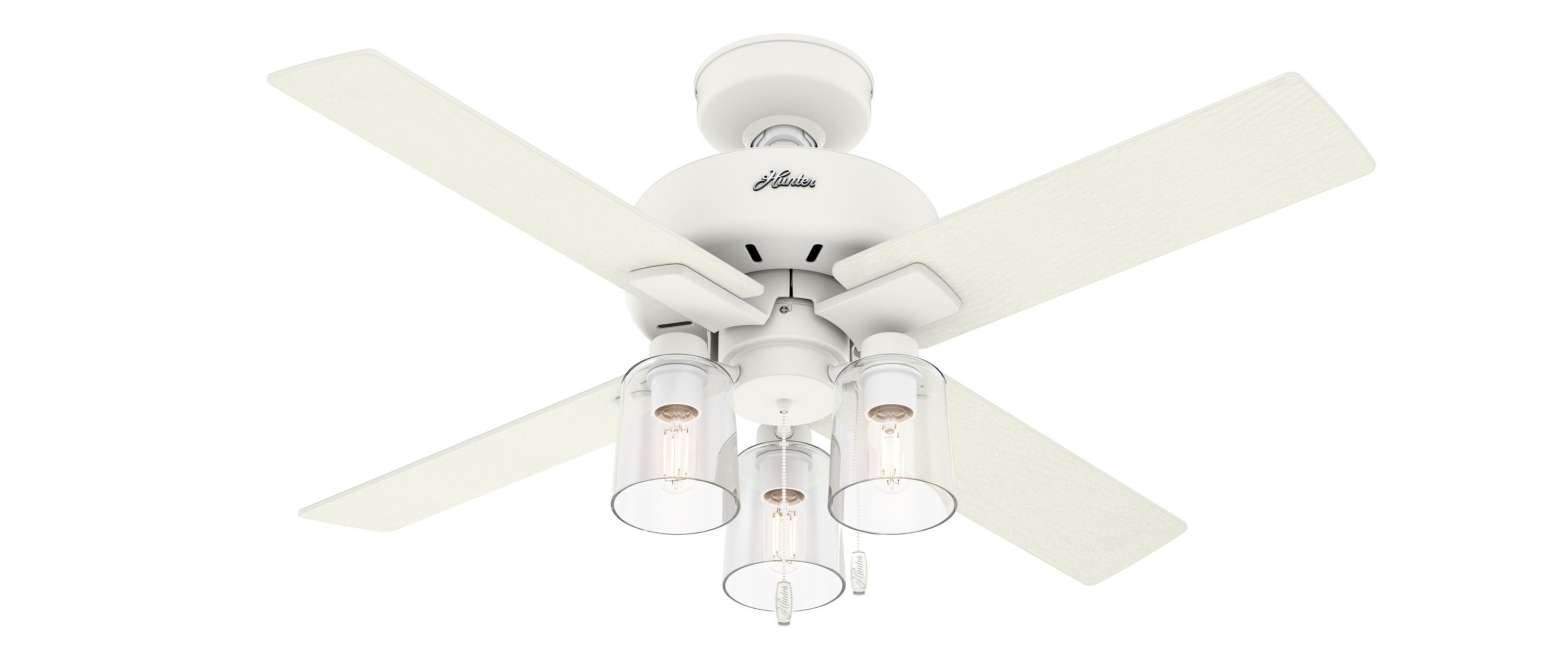 44 Hunter Pelston Indoor Ceiling Fan with LED Light and Pull Chain Matte Silver