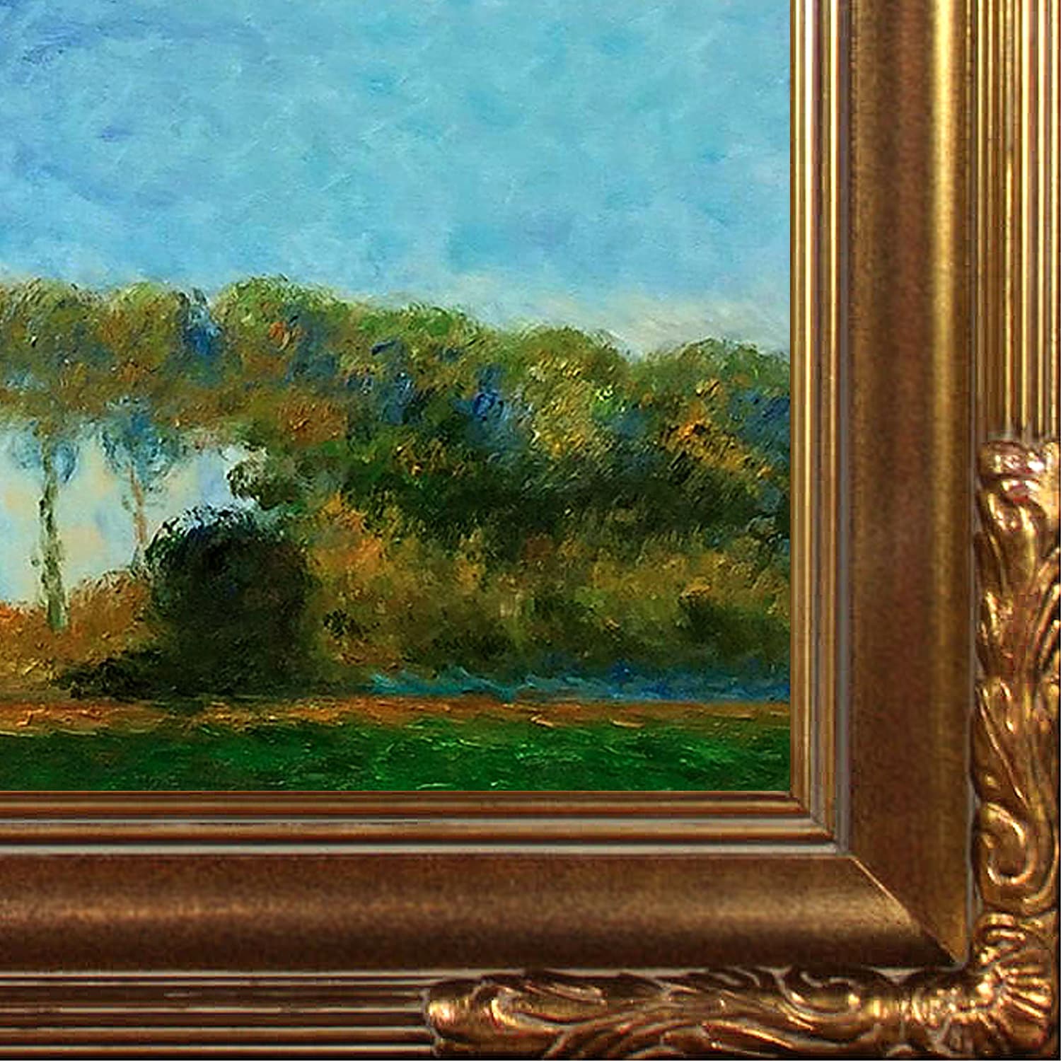 Seen from The Marsh with Florentine Gold Framed Oil Painting overstockArt Poplars on The Banks of The River Epte 31 x 27, 