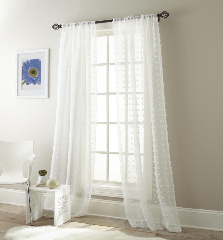 allen roth Bendhal 84-in Ivory Polyester Light Filtering Standard Lined Single Curtain Panel