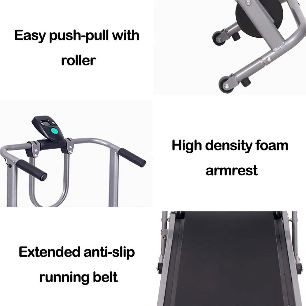 Color : Black, Size : 115 * 52 * 110cm Treadmills Treadmill Multi-Function Sit-up Running Machine Treadmill Folding Mechanical Treadmills Non-Electric Treadmill 