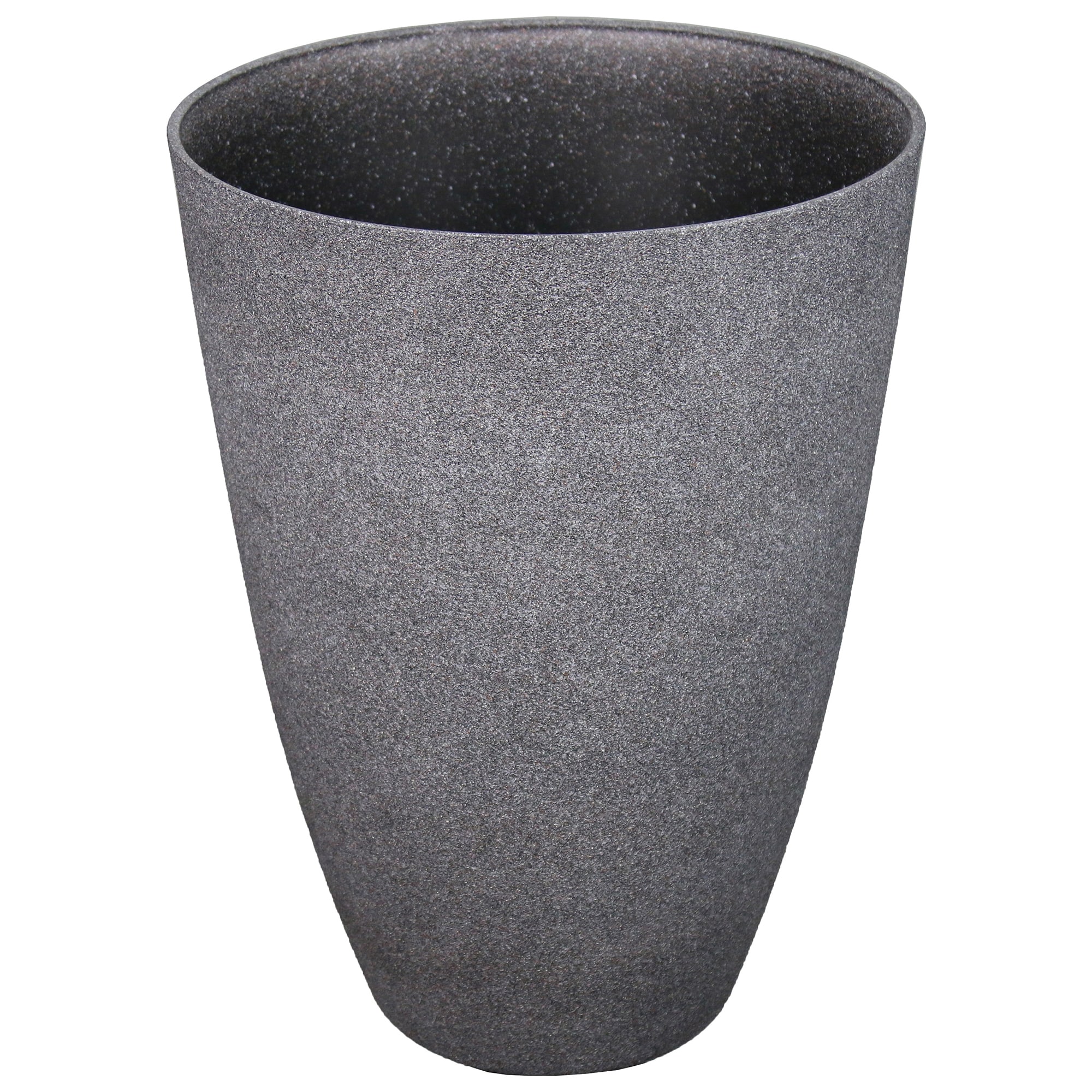 Creative Co-Op Casting Stone Bowl w/Rattan Rim Planter Pot Buff 