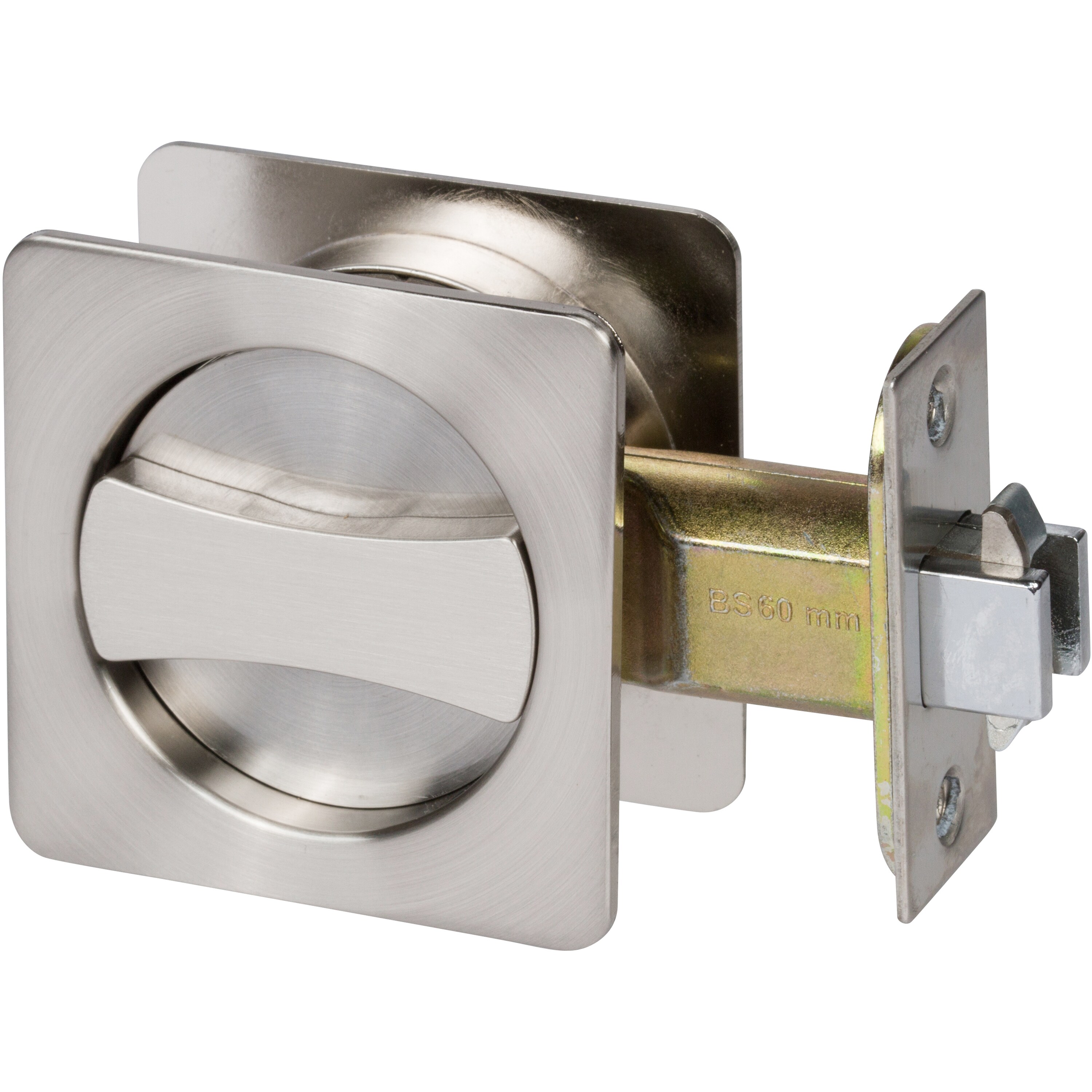 Privacy Satin Nickel Square Pocket Door Pull Lock Lockset Brushed Nickel 