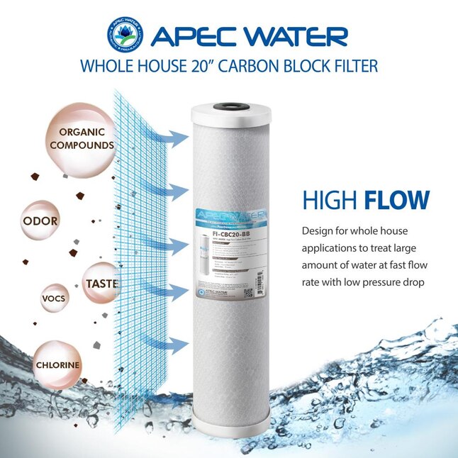 Taste and Odor Removal AMI Carbon Water Filter 20 Big Blue Size | Whole House or Commercial Water Filtration System Replacement Filter 4.5 Dia. x 20L Carbon Block Filter Chlorine 