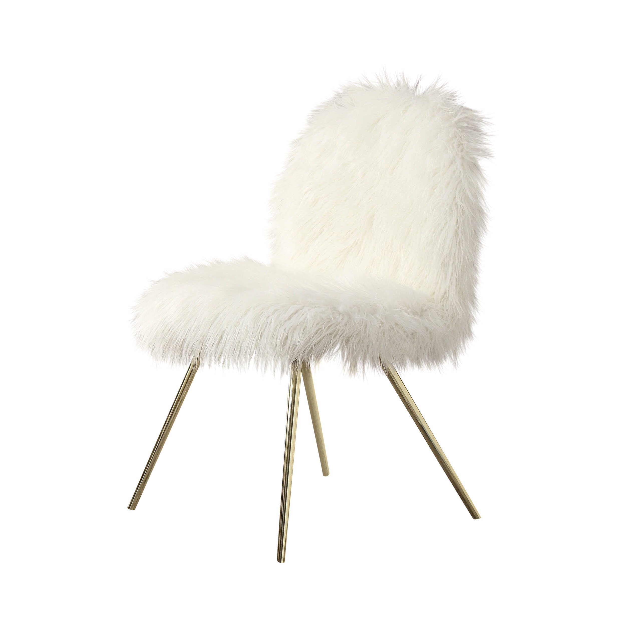 white faux fur accent chair