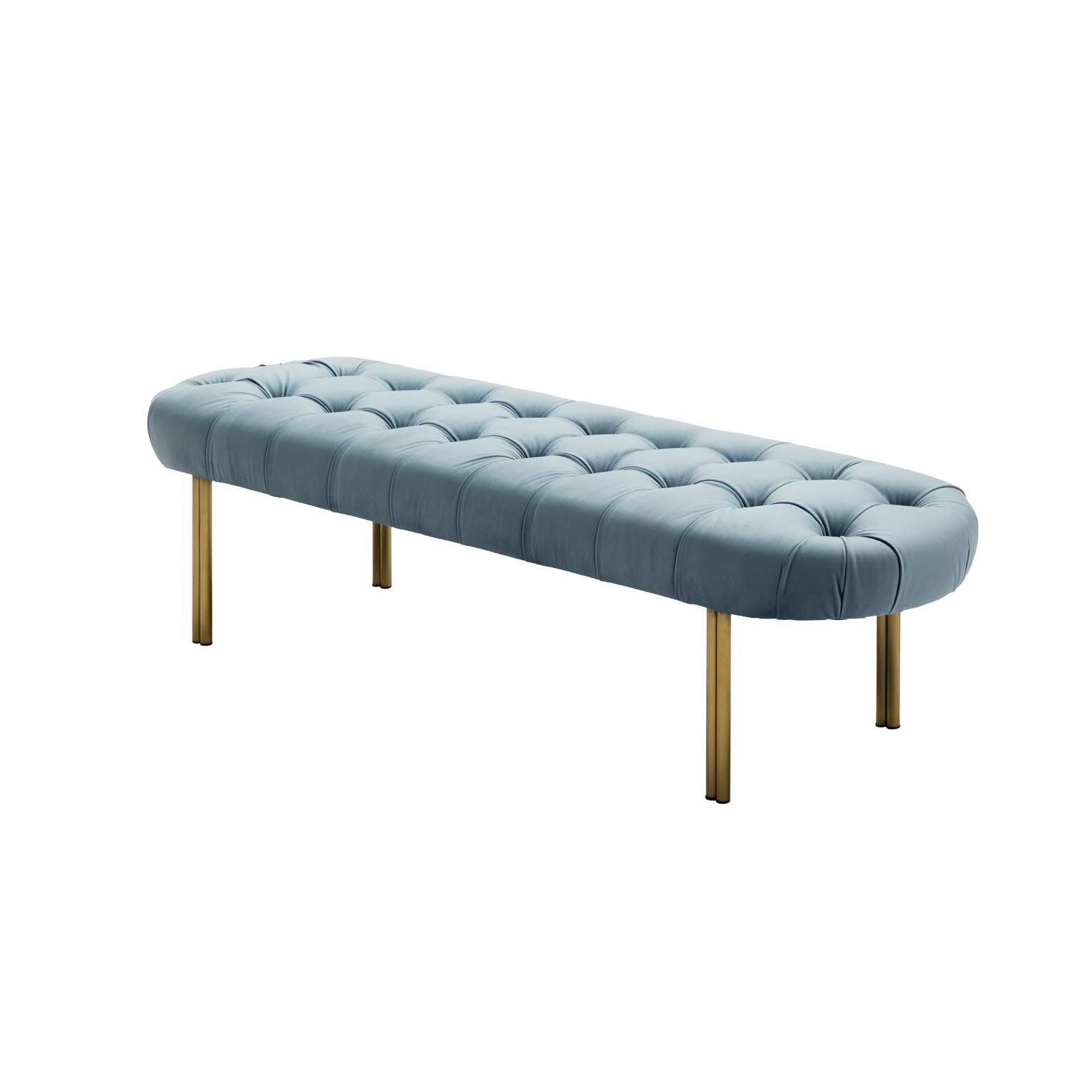 light blue upholstered bench