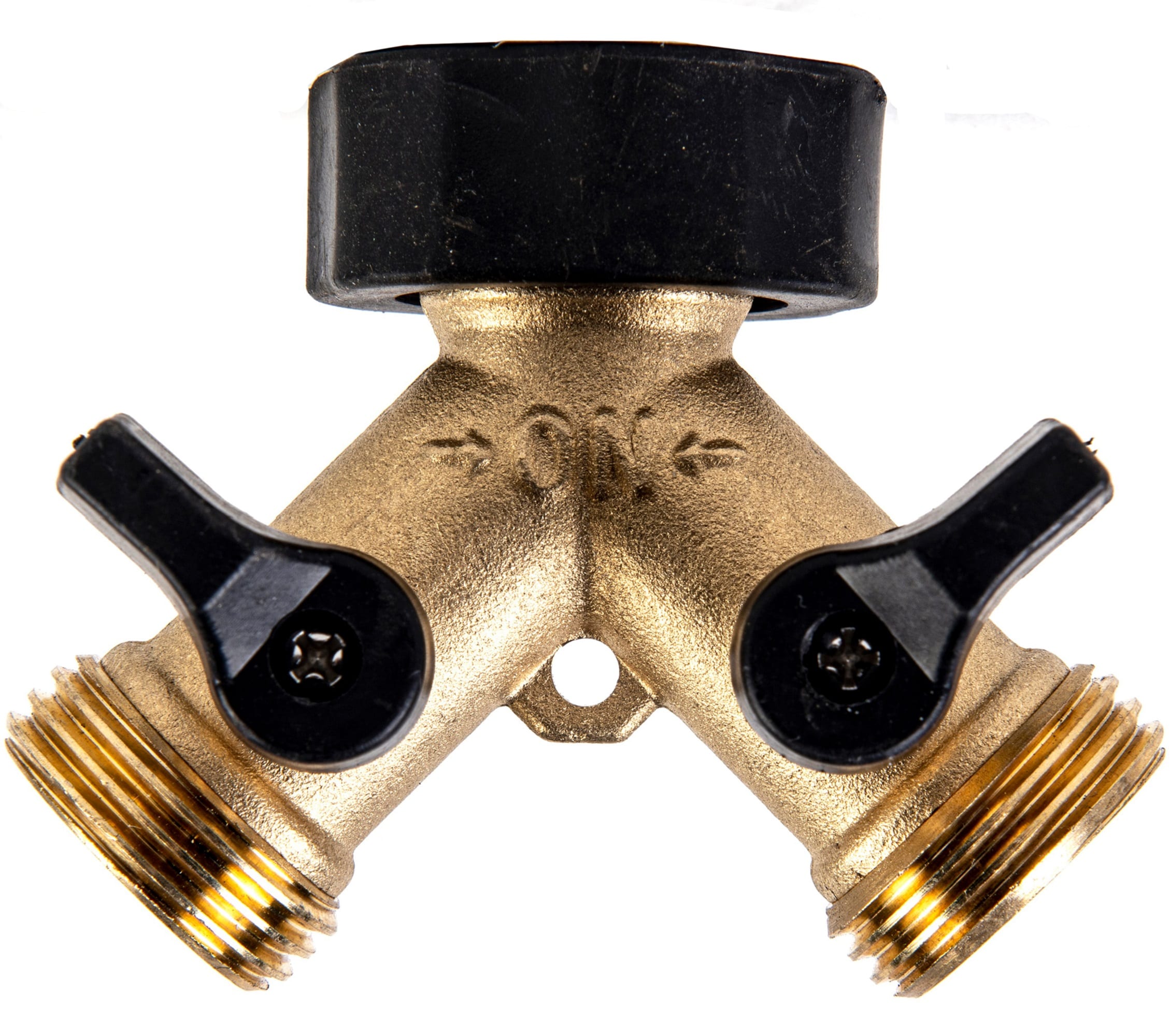 2-Way Brass Garden Hose Connector Splitter Y Connector Shut off Water Valves 