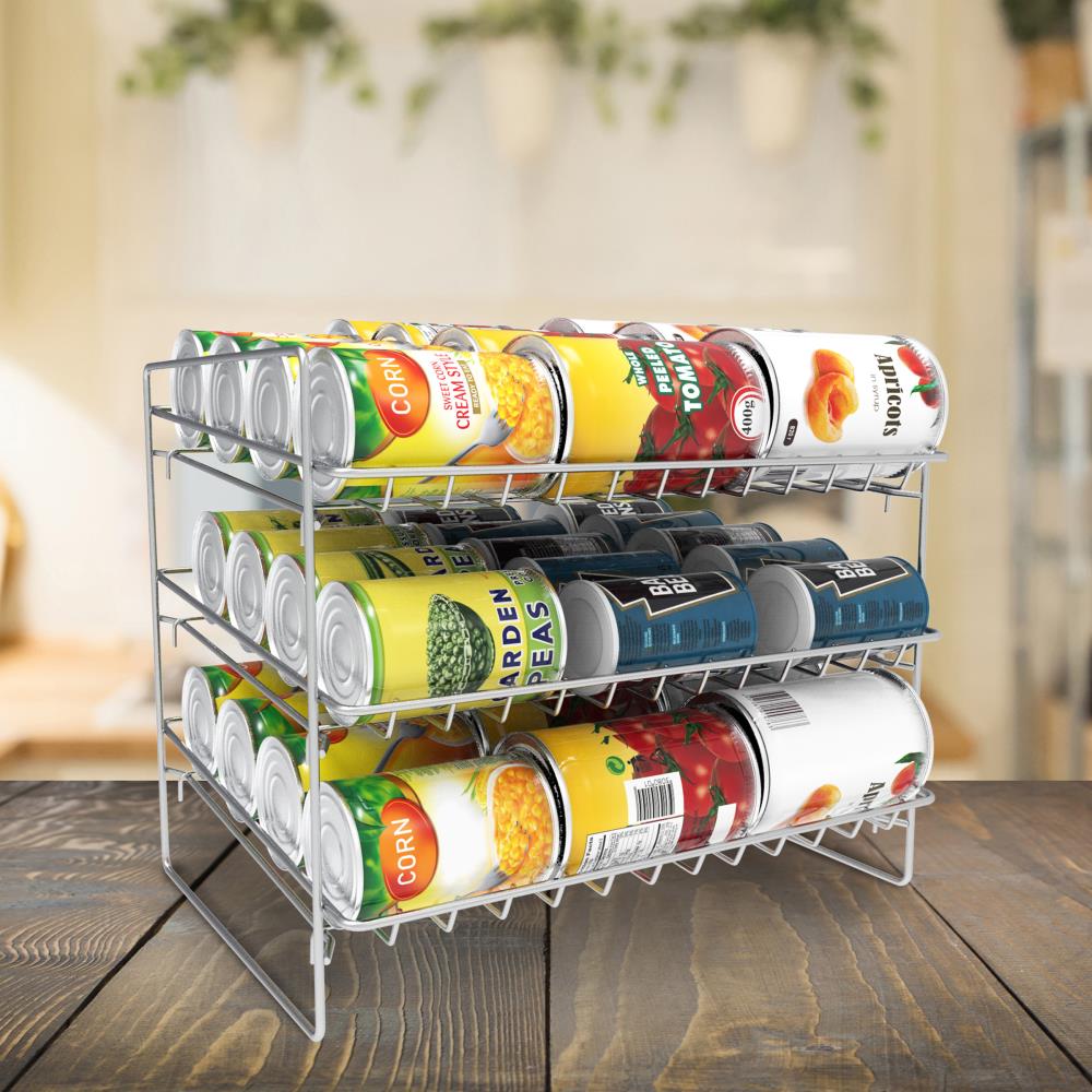 36 Can Storage Rack Pantry Organizer Kitchen Cabinet Shelf Soup Canned Holder US 
