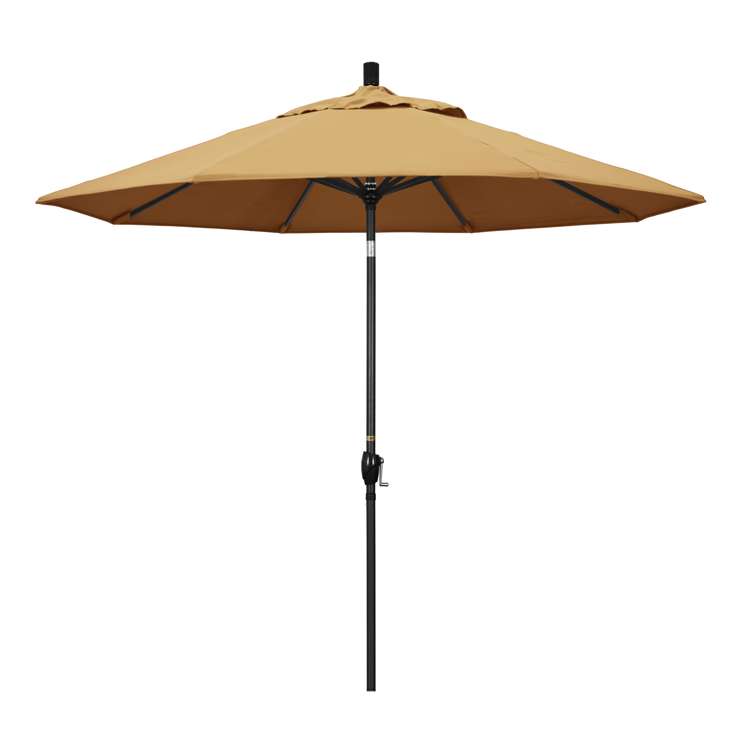 Push Button Tilt Sunbrella Wheat Black Pole Crank Lift California Umbrella 9 Round Aluminum Market Umbrella 