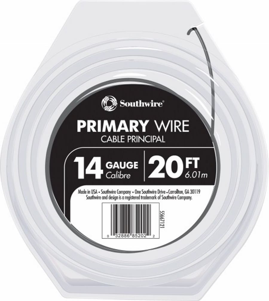 20' Feet of WHITE  USA Made 18 Gauge Primary Wire 