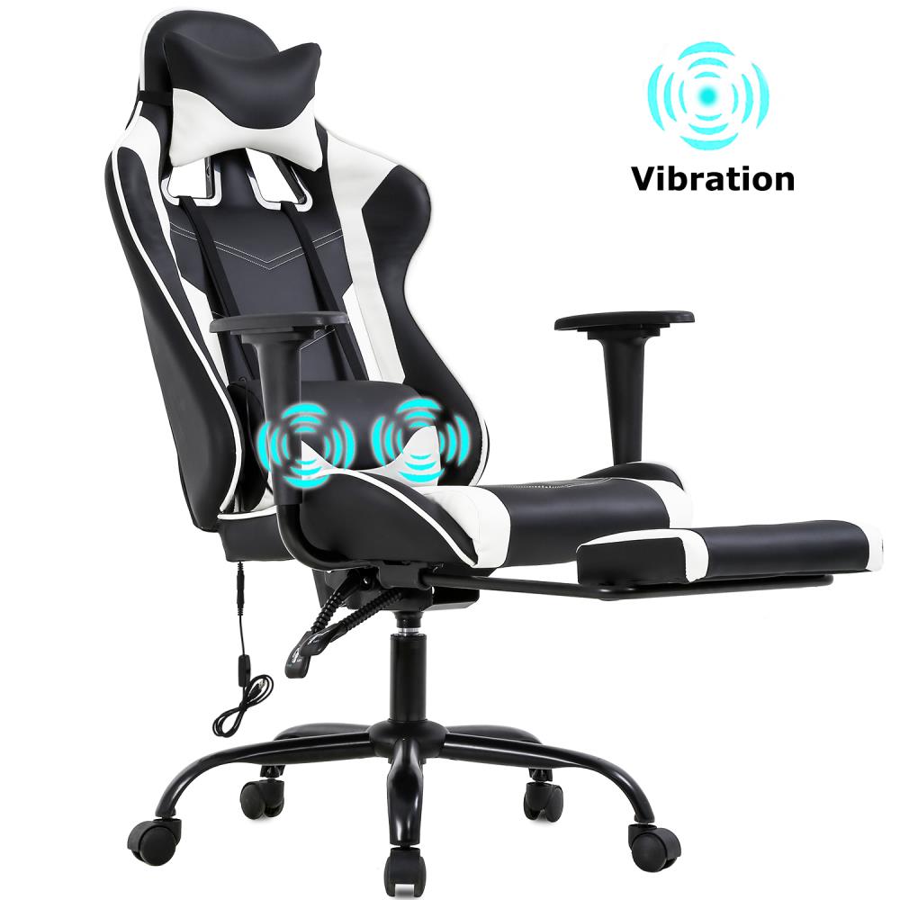 BestOffice White Contemporary Ergonomic Adjustable Height Swivel Faux  Leather Gaming Chair in the Office Chairs department at Lowes.com