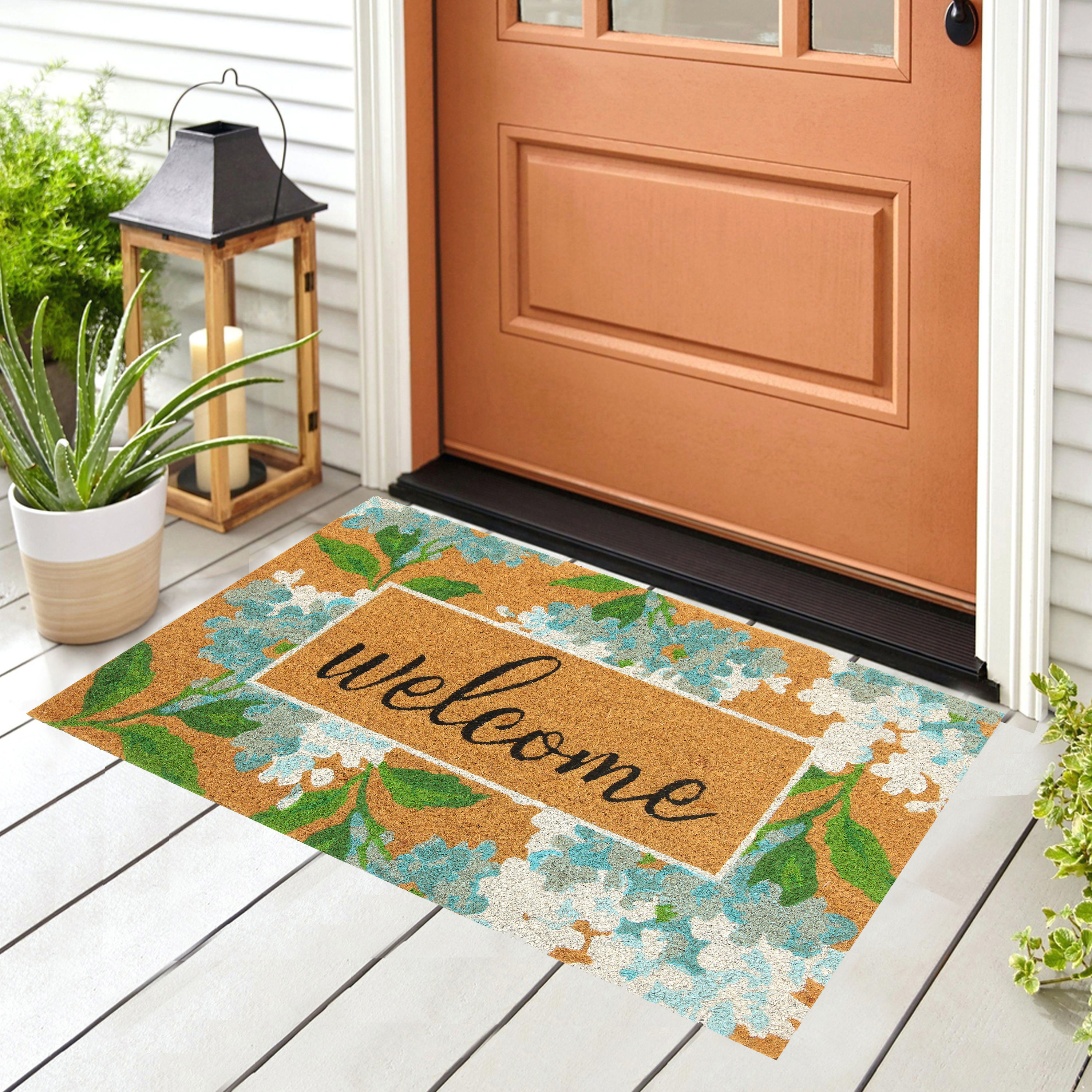 Natural Coir PVC Welcome Floor Entrance Door Mat Indoor Outdoor Doormat Summer 