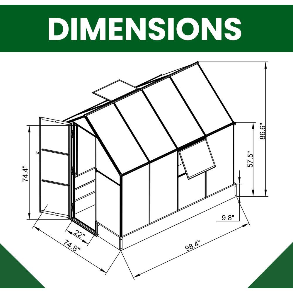 Hanover Hanover 8Ft. x 6Ft. Polycarbonate WalkIn Greenhouse with