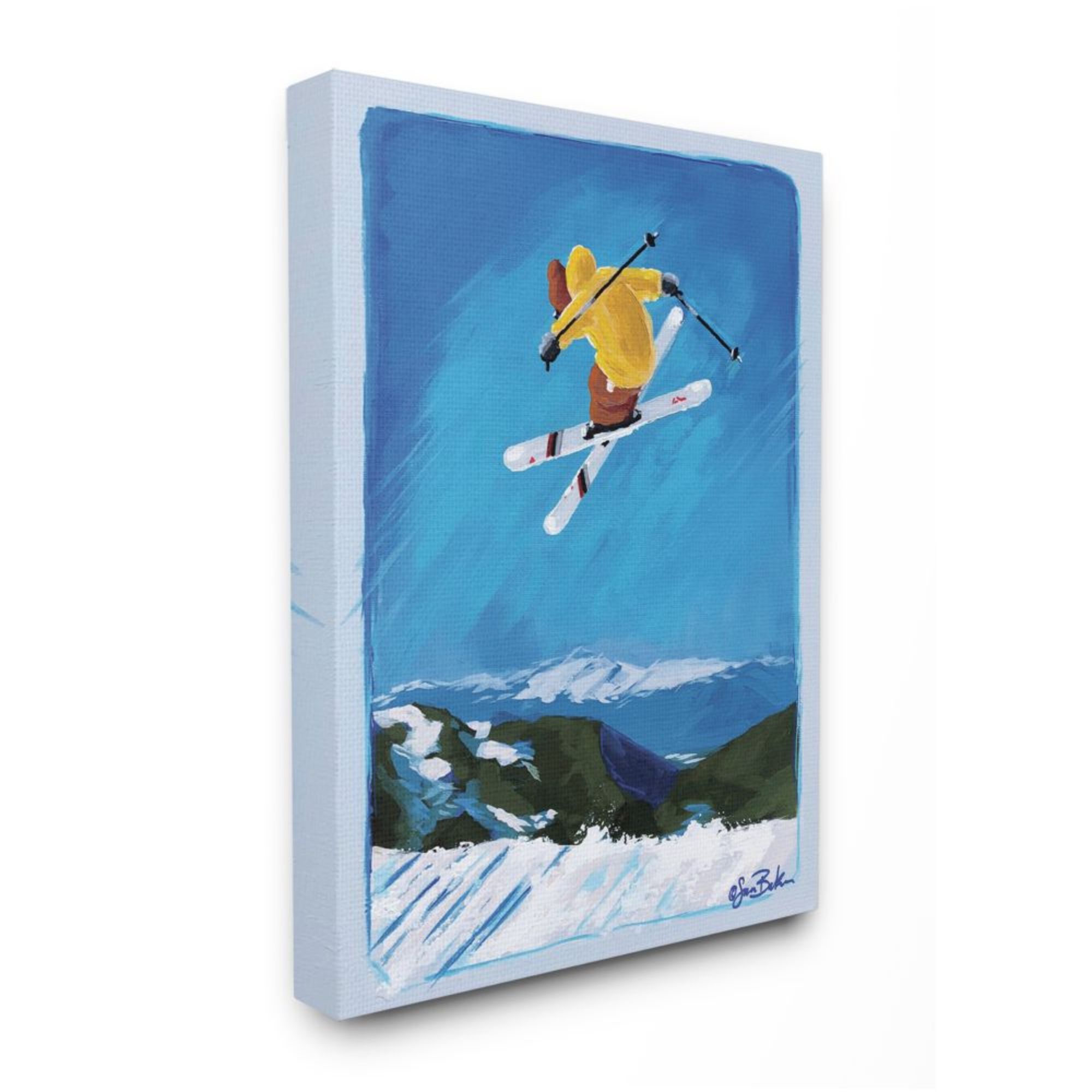 Skier Design Glass Clock Bedside or Desk Top Skiing Gift Boxed 