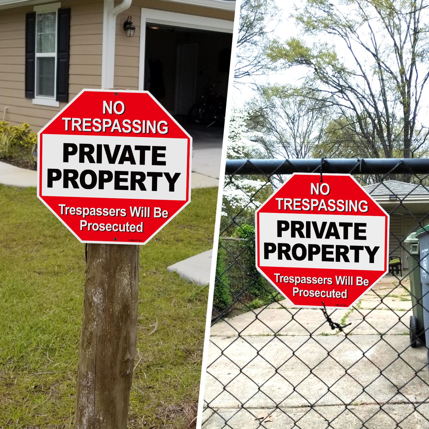 9 x 12 Aluminum Warning Security NO TRESPASSING Private Property Sign 