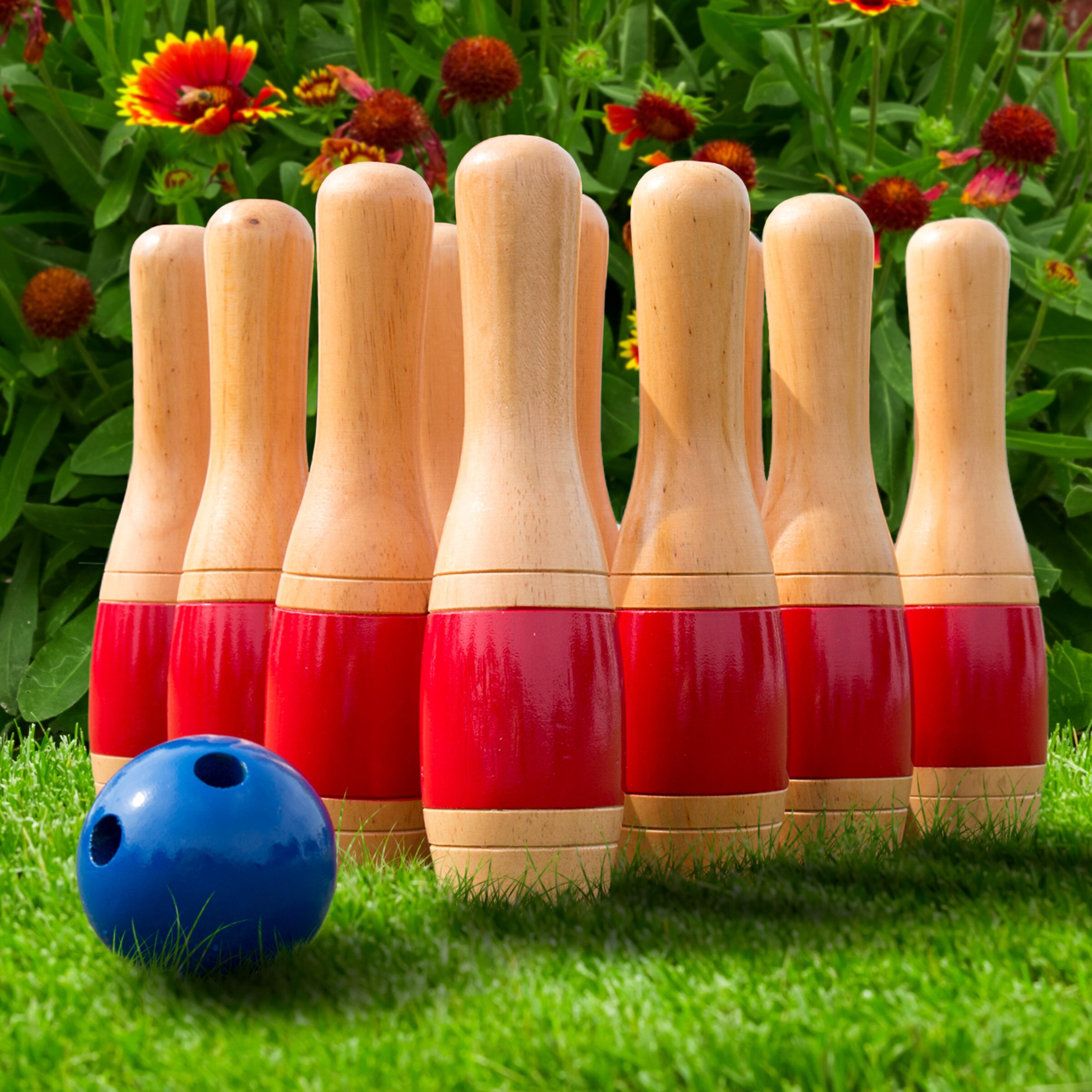 10 Pin Skittle 2 Balls Bowling Set Indoor Outdoor Party Game Toy Kid Child Gift