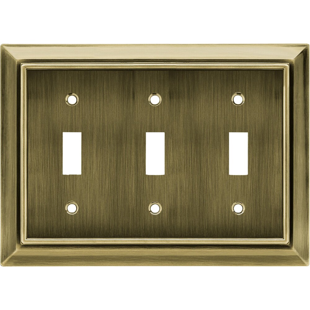 Decor Edwardian Brass Triple Wall Light Switch Black Insert 3 Gang 2 Way 