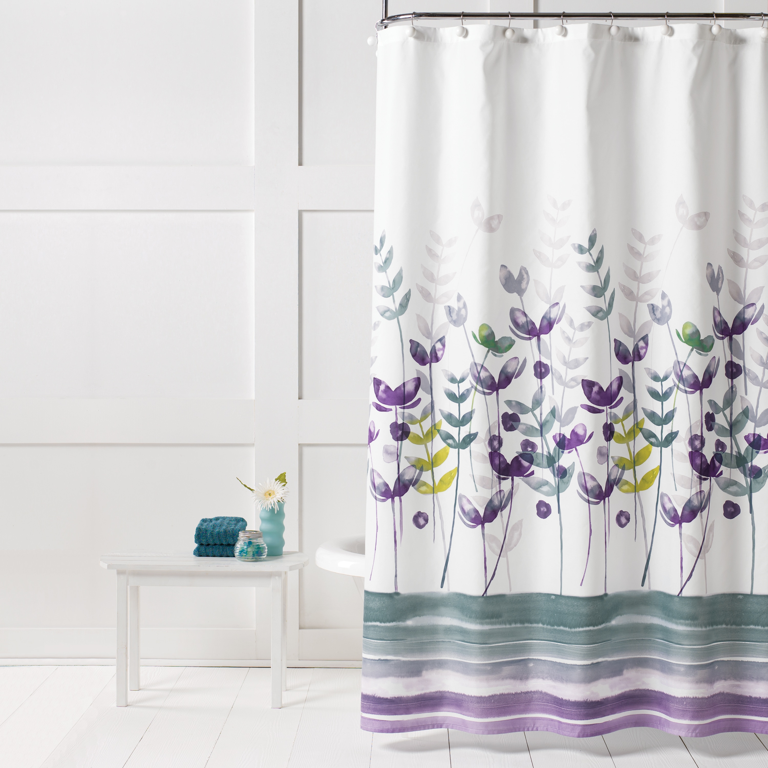 Watercolor Floral Bathroom Curtain Teal and White Shower Curtains 72×72 inches Neasow Blue and Grey Shower Curtain 