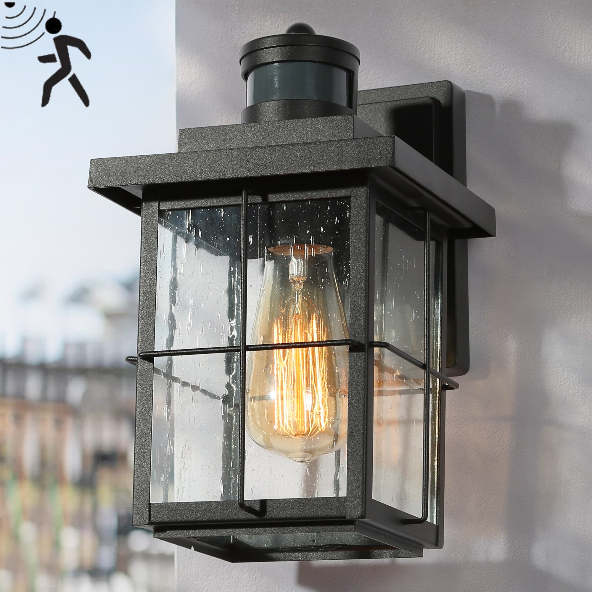 Outdoor Wall Light Black Rustic Vintage Lantern Weatherproof Home Exterior Lamp 